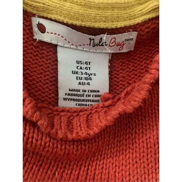 Nula Bug Knit Dress Size 4T Girls Orange Gray - Picture 5 of 6
